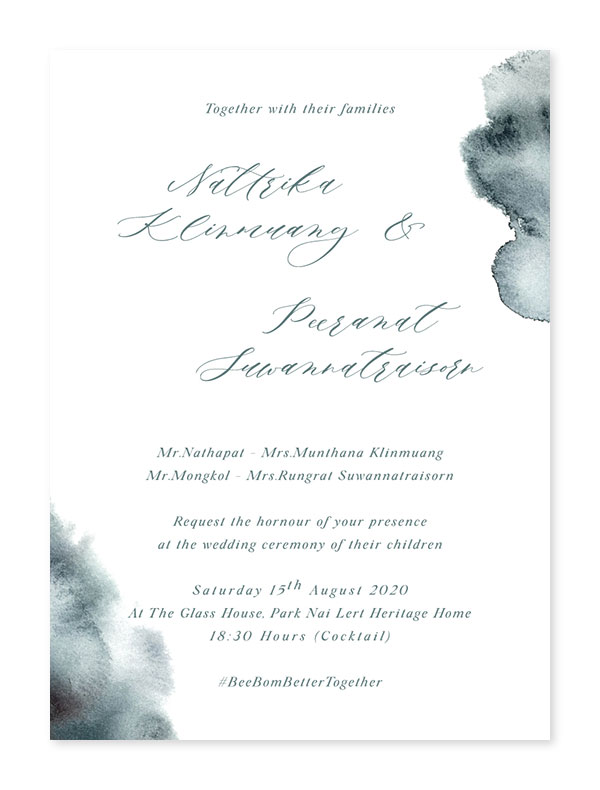 การ์ดแต่งงาน 81129008-02 การ์ดแต่งงาน สีเขียว สีขาว สีทอง สีแดง สีน้ำเงิน สีชมพู สีเทา