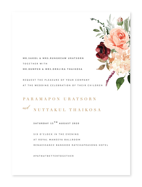 การ์ดแต่งงาน 81129022-02 การ์ดแต่งงานสวยๆ การ์ดแต่งงานวินเทจ การ์ดแต่งงาน เรียบหรู