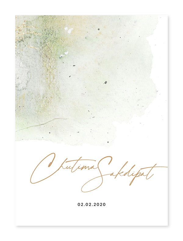 การ์ดแต่งงาน ลายหินอ่อน การ์ดแต่งงานสีเขียวทอง