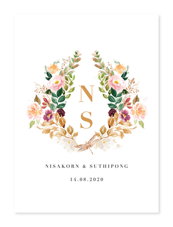 การ์ดแต่งงาน สีเขียว สีขาว สีทอง สีแดง สีน้ำเงิน สีชมพู สีเทา
