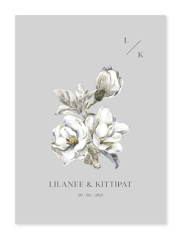 การ์ดแต่งงานสีเทา การ์ดแต่งงานสวยๆ การ์ดแต่งงาน เรียบหรู