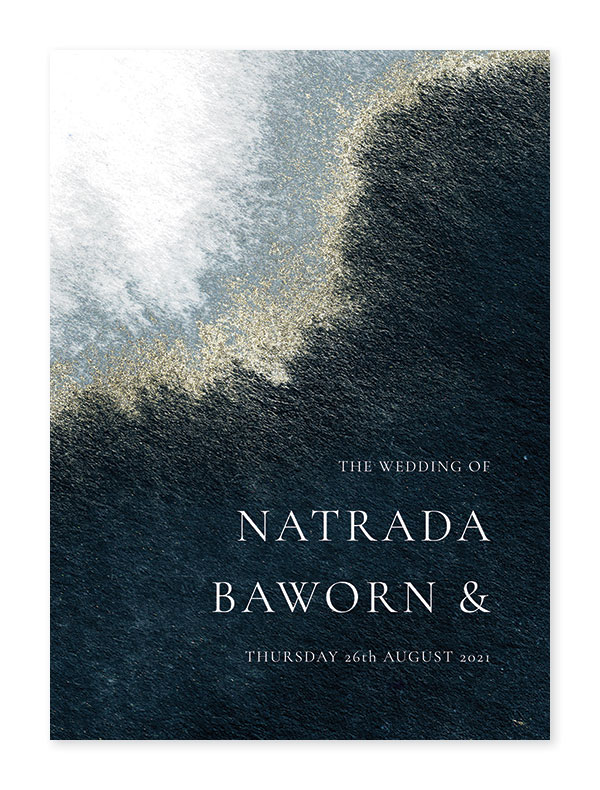 การ์ดแต่งงานสีน้ำเงิน การ์ดแต่งงานสวยๆ การ์ดแต่งงานวินเทจ