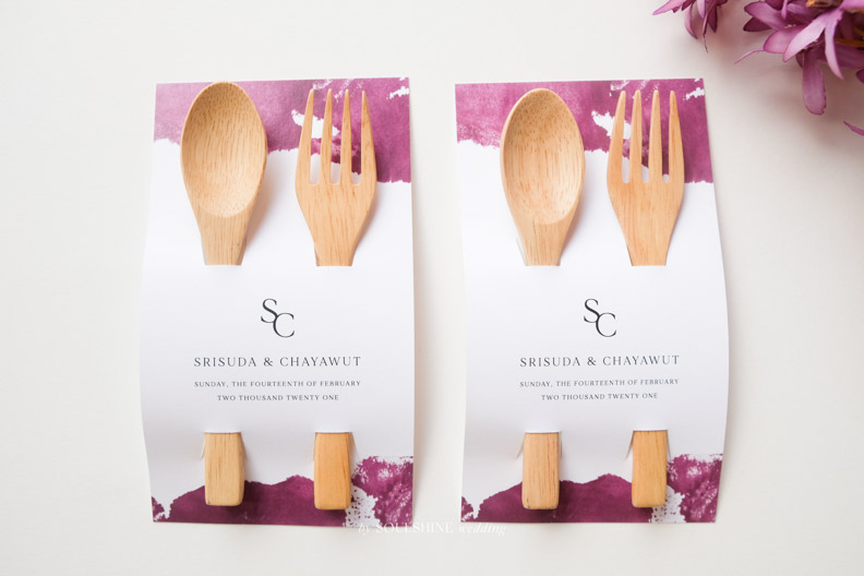 ของชำร่วย งานแต่ง ช้อนส้อม ไม้